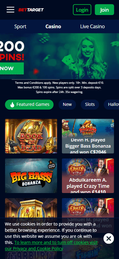 BetTarget Casino Mobile screenshot